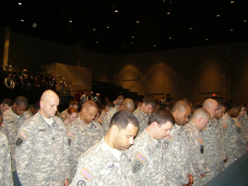 Soldiers of the 802nd praying